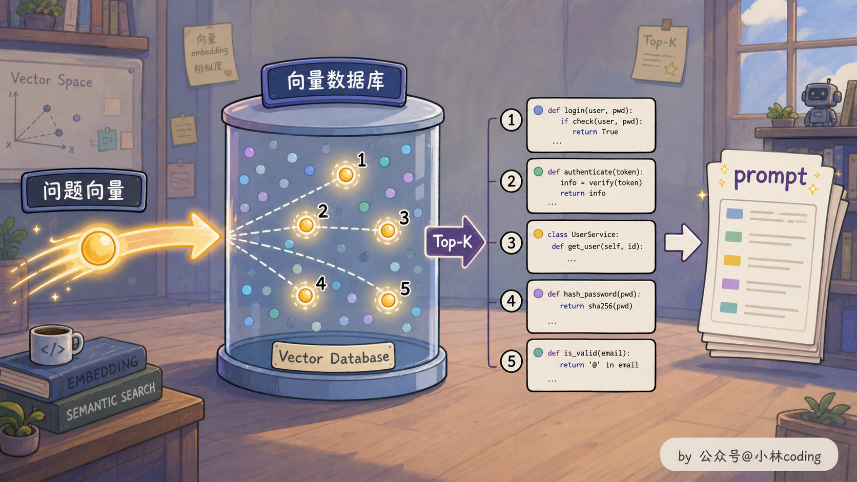 向量召回 Top-K 示意图